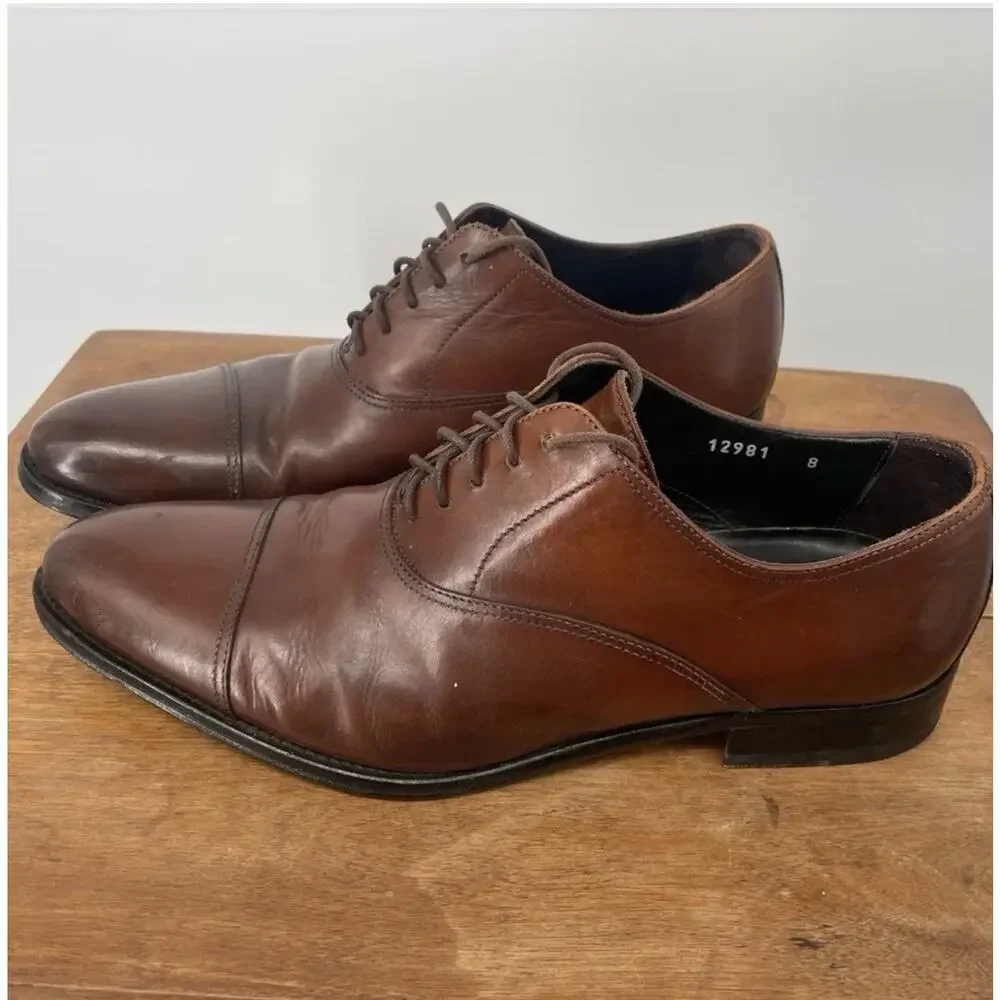 To Boot New York Adam Derrick Brown Leather Cap Toe Oxford Dress Shoes 8